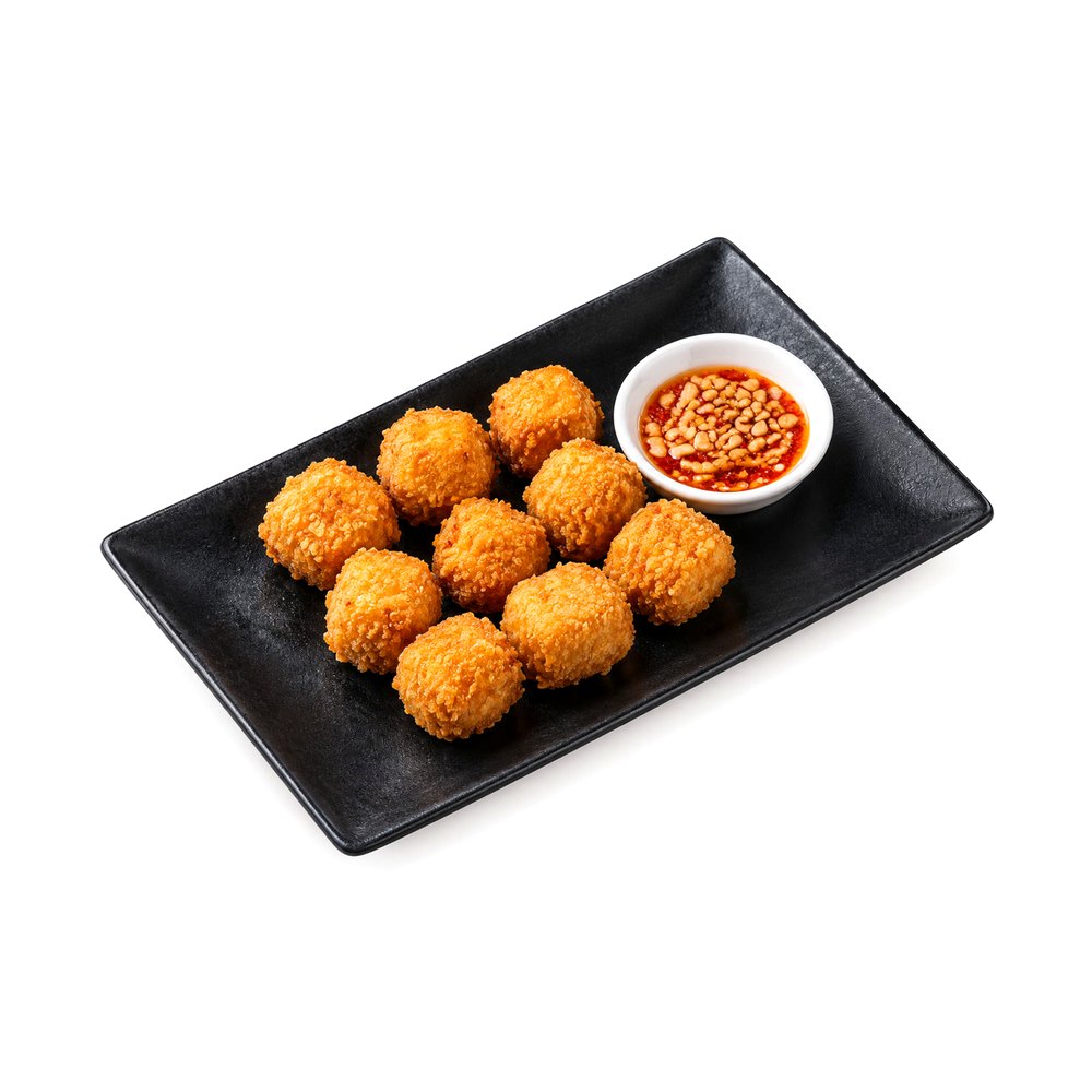 Breaded Cubed Tofu Served with Spicy Peanut Sauce เต้าหู้ทอด
