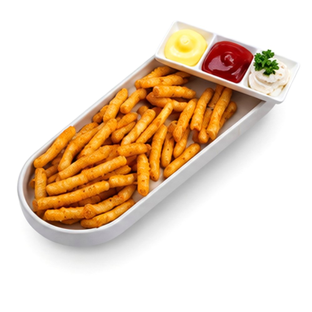 French Fries served + Spicy Cream Cheese Dip มันเบรกแตก + ครีมชีสน้ำพริกหนุ่ม