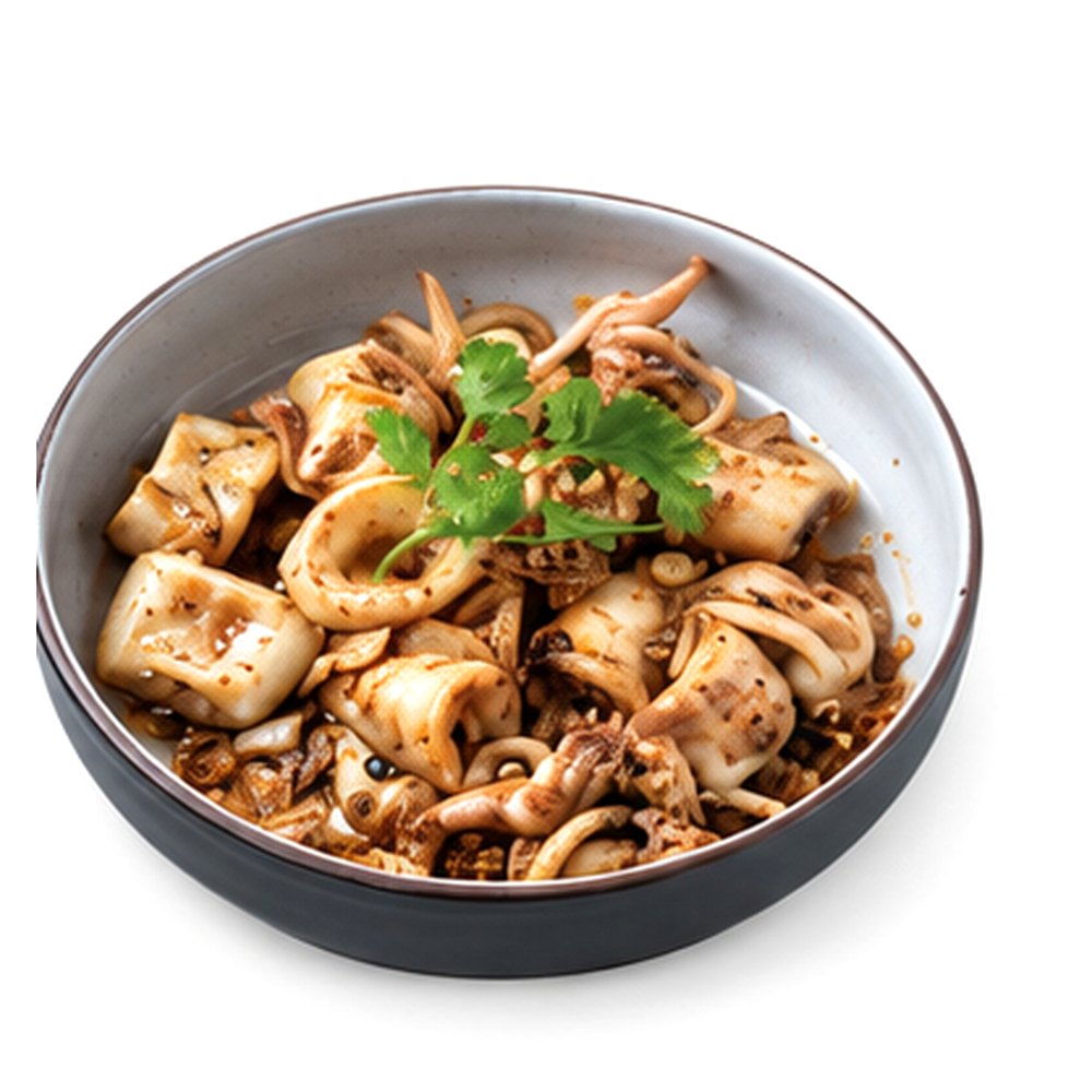 Stir-Fried Squids with Crispy Garlic and Pepper ปลาหมึกผัดกระเทียมพริกไทย