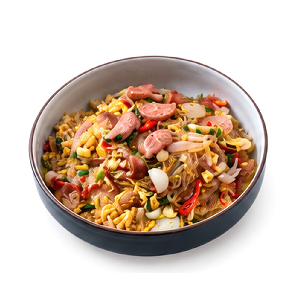 Stir-Fried Fermented Sausages with Bacon and Glass Noodles ผัดแหนมใส่วุ้นเส้นและเบคอน