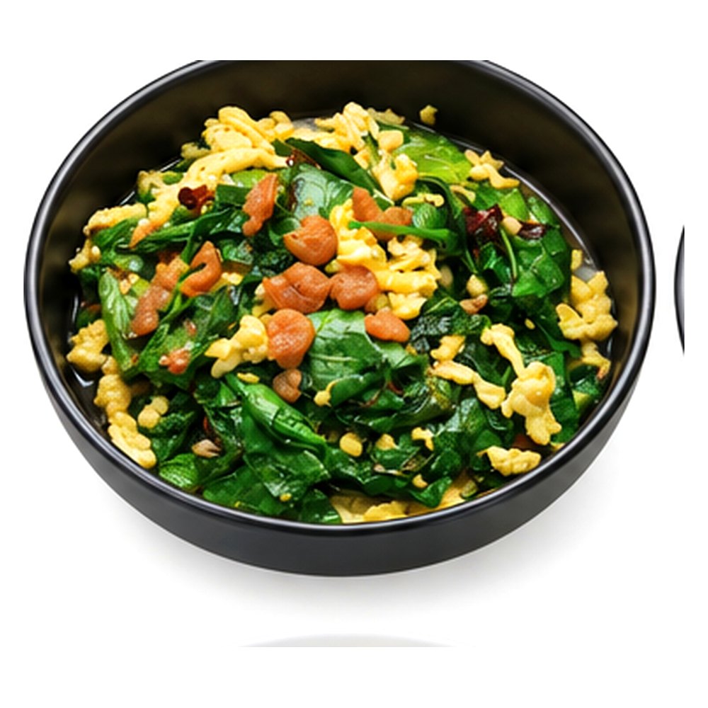 Stir-Fried Malindjo Leaves with Egg and Dried Shrimps ใบเหลียงผัดไข่ใส่กุ้งแห้ง