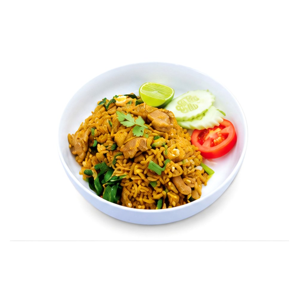 Fried Rice with Black Soy Sauce, Pork and chinese Broccoli ข้าวผัดอาซ้อ