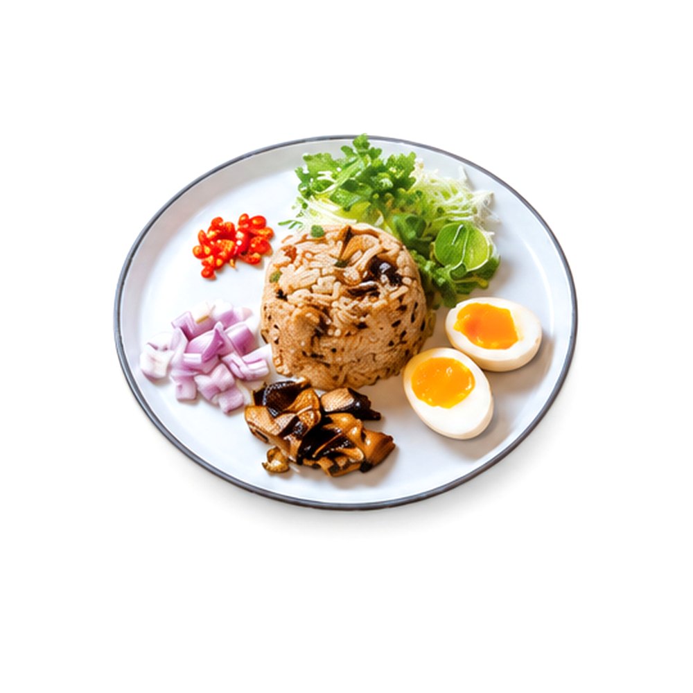Mixed Rice with Mackerel & Boiled Egg ข้าวยำปลาทู ไข่ต้มยางมะตูม