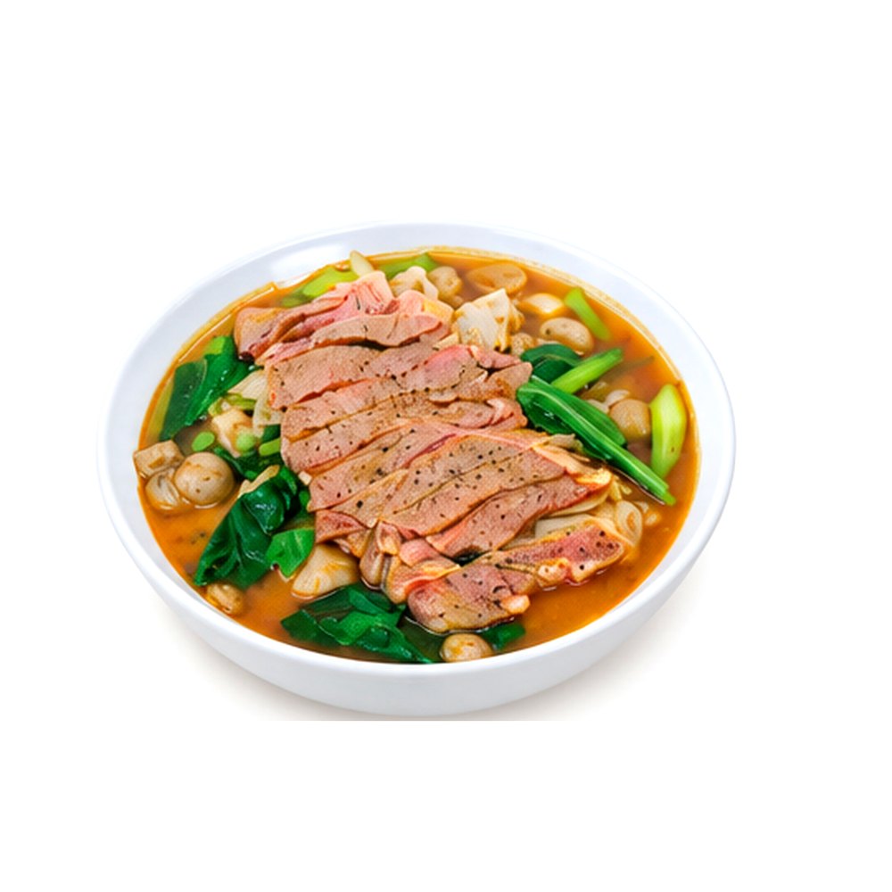 Big Flat Rice Noodles with Gravy Sauce and Grilled Beef ราดหน้าเนื้อย่าง