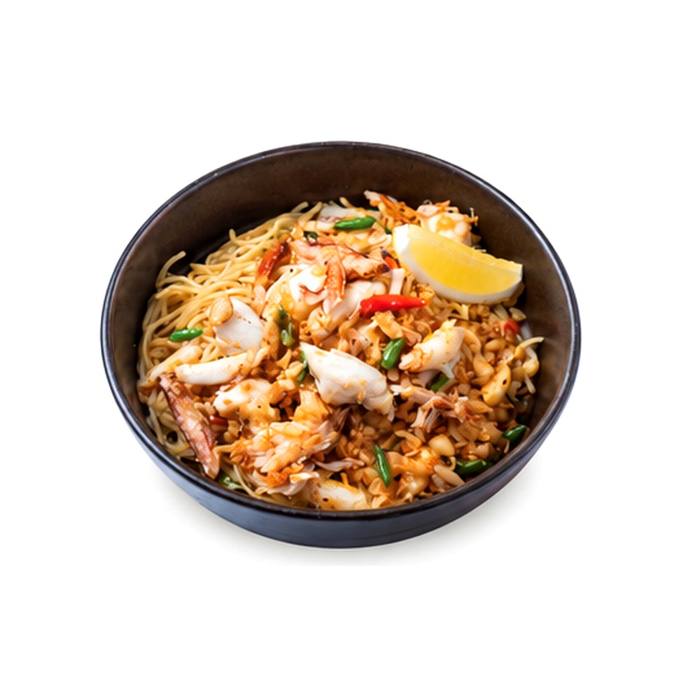 Spaghetti with crab, chili and garlic สปาเกตตีปูคั่วพริกขี้หนูสวน
