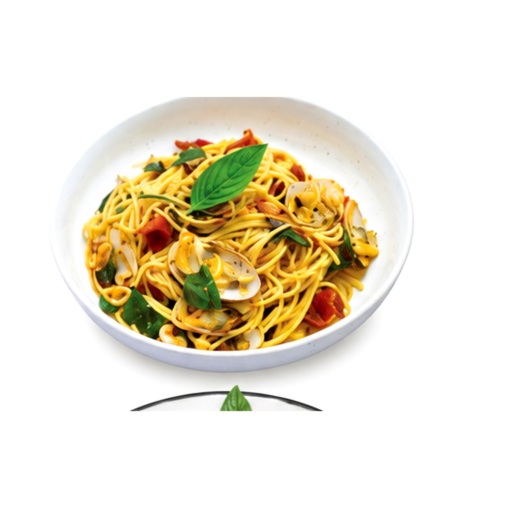 Spaghetti with Clams, Salted Fish, Bacon, chili and Basil สปาเกตตีหอยลายปลาเค็มเบคอน