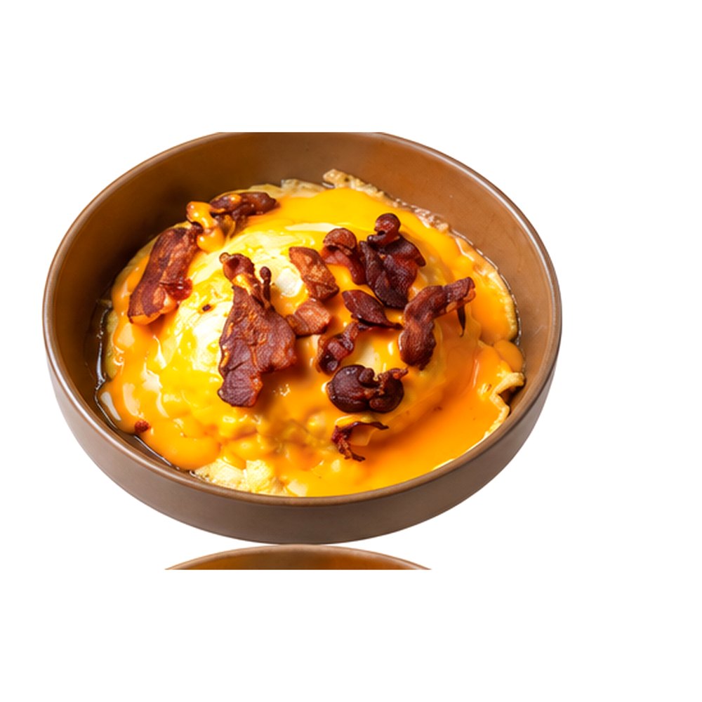 Omelette Rice with Bacon and Melted Cheese ข้าวไข่ข้นเบคอนชีสลาวา