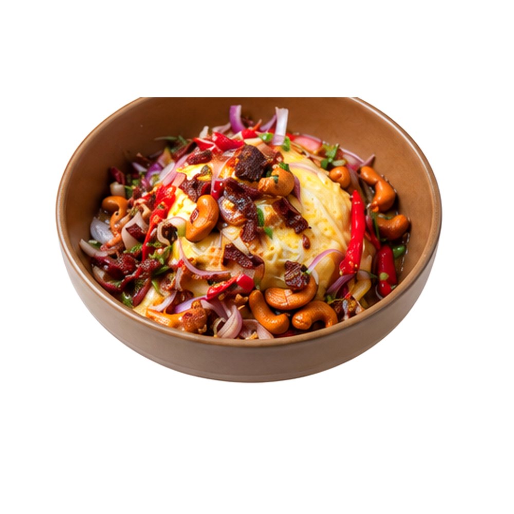 Omelette Rice with Spicy & Sour Sun Dried Beef Salad ข้าวไข่ข้นยำเนื้อเค็มจัดจ้าน
